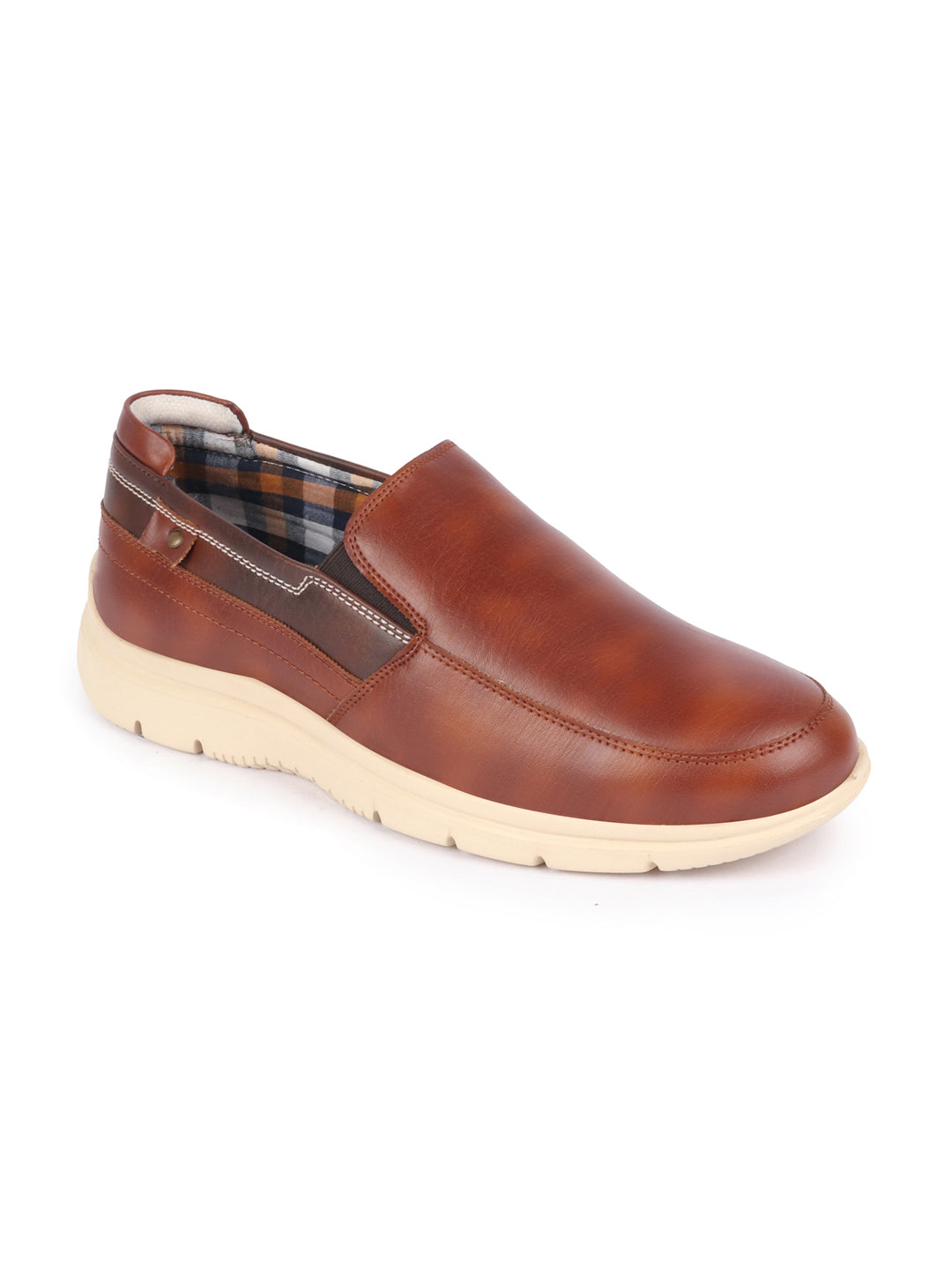 men tan genuine leather feather lightweight eva sole formal office comfort broad feet slip on shoes