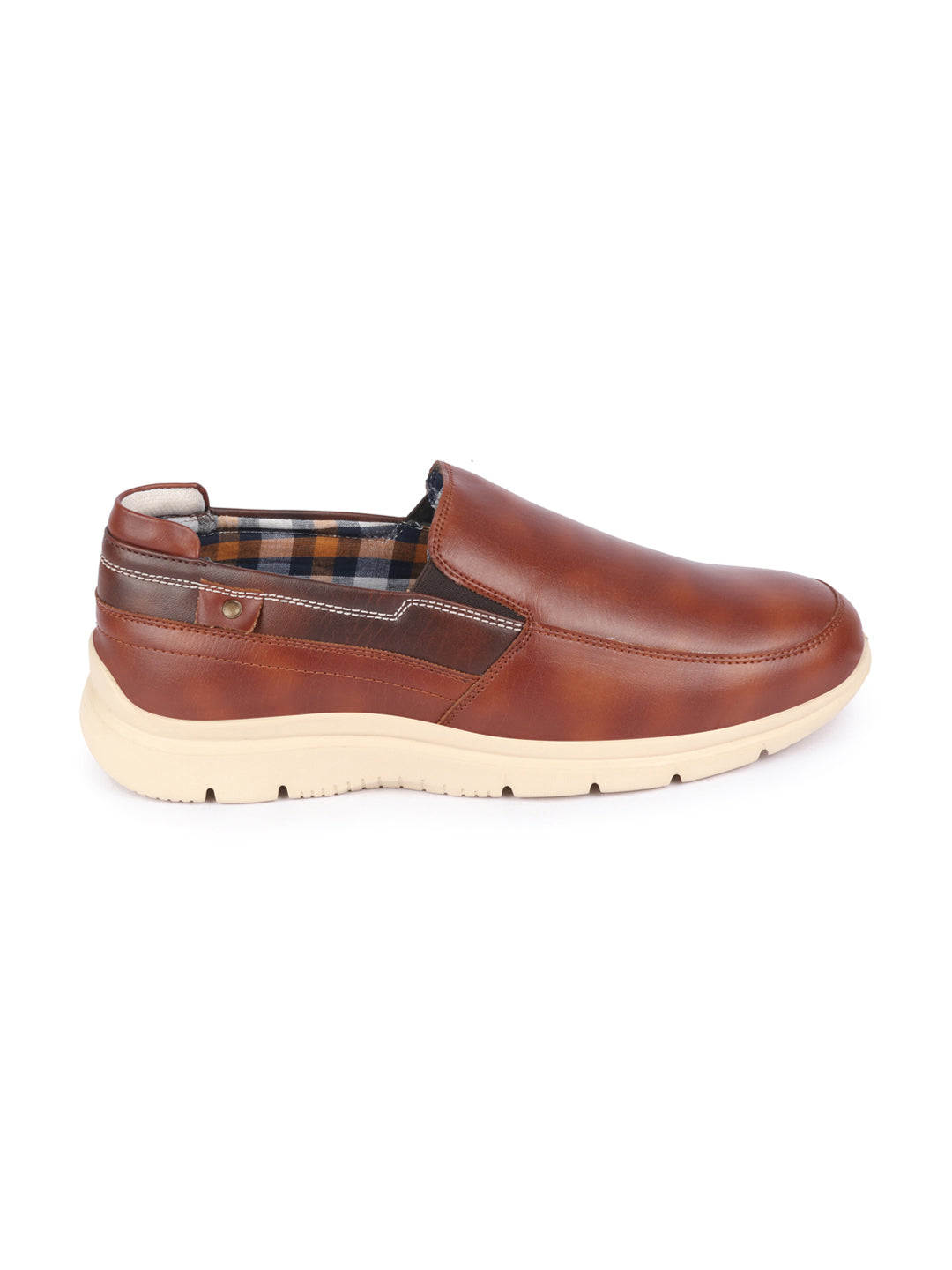 men tan genuine leather feather lightweight eva sole formal office comfort broad feet slip on shoes