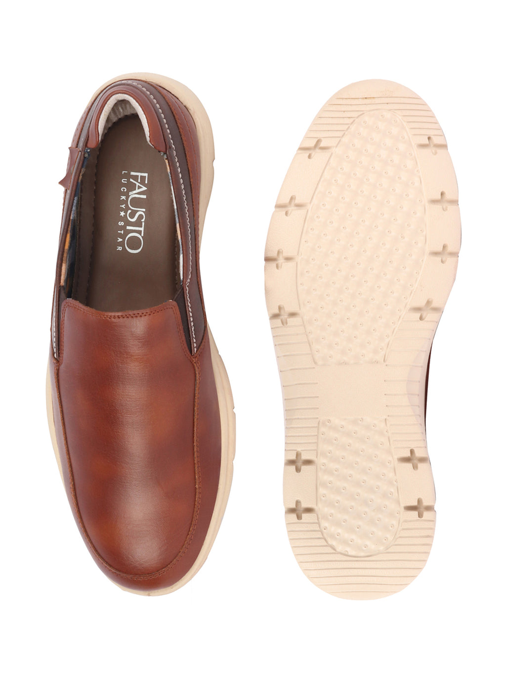 men tan genuine leather feather lightweight eva sole formal office comfort broad feet slip on shoes