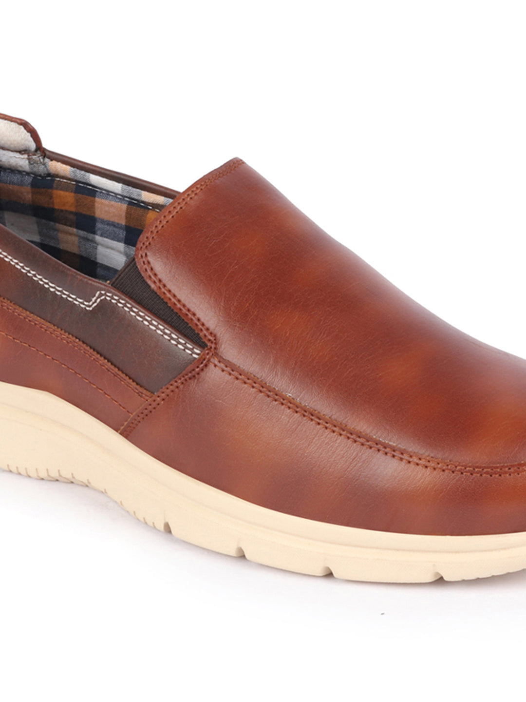 men tan genuine leather feather lightweight eva sole formal office comfort broad feet slip on shoes