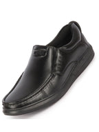 Shop Men Black Genuine Leather Formal Office Comfort Broad Feet Side Stitched Slip On Shoes Online.