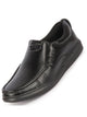 Men Black Genuine Leather Formal Office Comfort Broad Feet Side Stitched Slip On Shoes