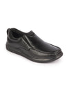 Shop Men Black Genuine Leather Formal Office Comfort Broad Feet Side Stitched Slip On Shoes Online.
