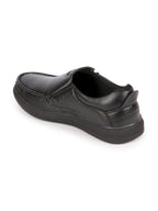 Shop Men Black Genuine Leather Formal Office Comfort Broad Feet Side Stitched Slip On Shoes Online.