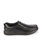 Shop Men Black Genuine Leather Formal Office Comfort Broad Feet Side Stitched Slip On Shoes Online.