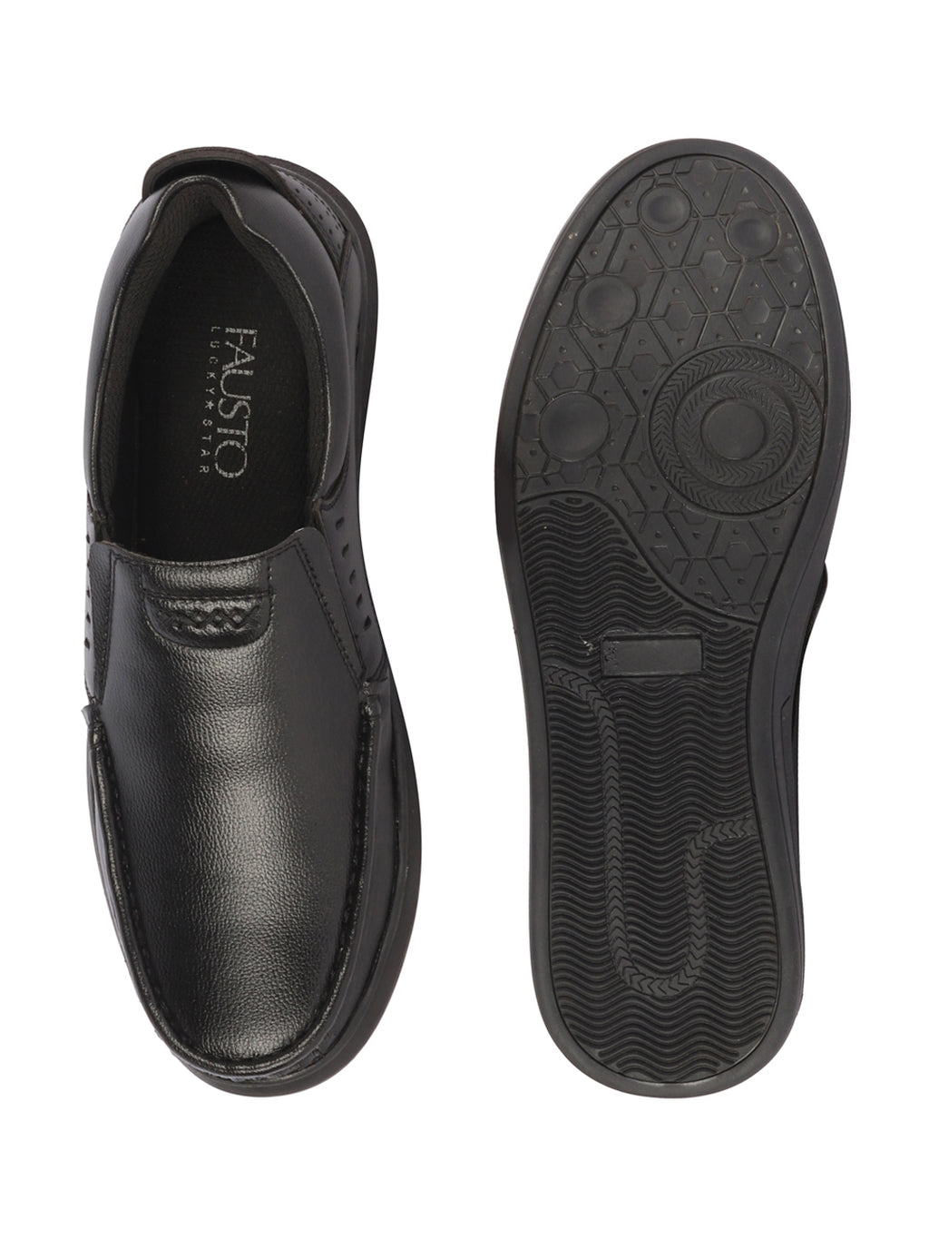 Shop Men Black Genuine Leather Formal Office Comfort Broad Feet Side Stitched Slip On Shoes Online.