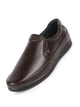 Men Brown Genuine Leather Formal Office Comfort Broad Feet Side Stitched Slip On Shoes