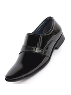 shop men black patent leather shine buckle strap party wedding dress tuxedo slip on shoes online.