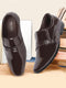 Men Brown Patent Leather Shine Buckle Strap Party Wedding Dress Tuxedo Slip On Shoes