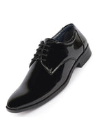 Men Black Patent Leather Shine Party Wedding Pointed Toe Lace Up Derby Shoes