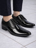 Men Black Patent Leather Shine Textured Print Pointed Toe Party Wedding Lace Up Derby Shoes