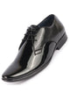 Men Black Patent Leather Shine Textured Print Pointed Toe Party Wedding Lace Up Derby Shoes