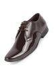 Men Brown Patent Leather Shine Textured Print Pointed Toe Party Wedding Lace Up Derby Shoes