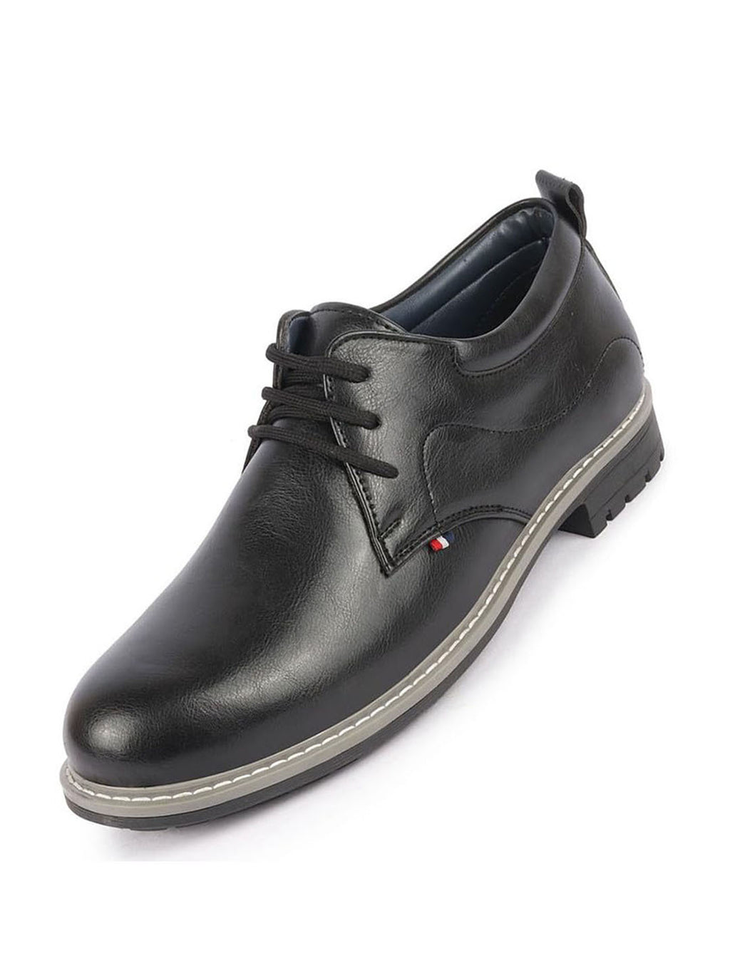 Shop Men Black Genuine Leather Broad Feet Formal Lace Up Shoes with TPR Welted Sole Online.