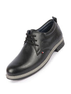 Shop Men Black Genuine Leather Broad Feet Formal Lace Up Shoes with TPR Welted Sole Online.