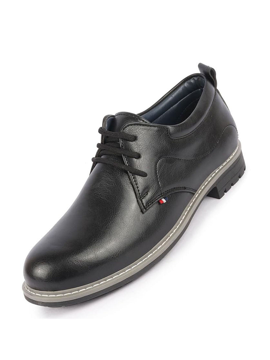 Shop Men Black Genuine Leather Broad Feet Formal Lace Up Shoes with TPR Welted Sole Online.