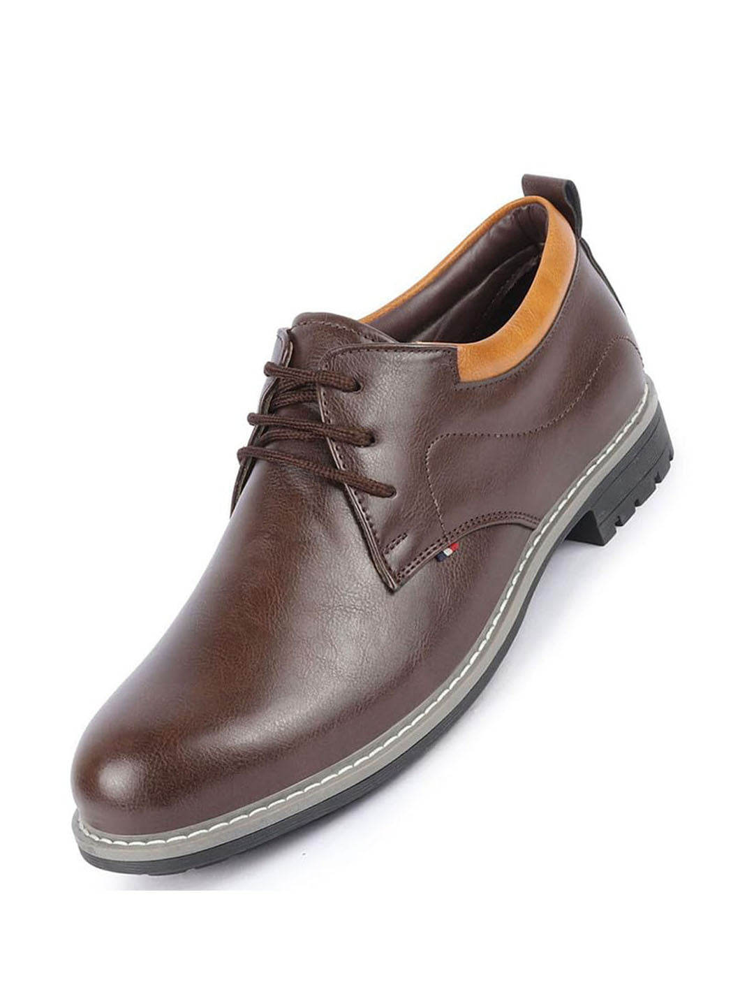 Shop Men Brown Genuine Leather Broad Feet Formal Lace Up Shoes with TPR Welted Sole Online.