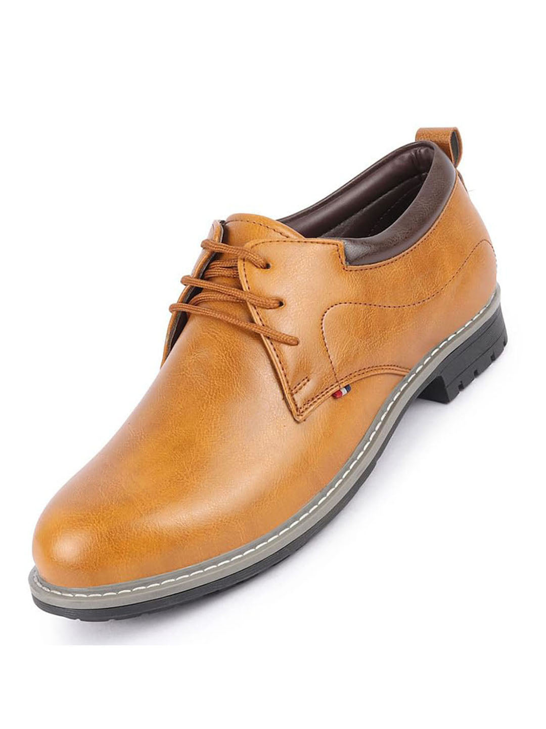 Shop Men Tan Genuine Leather Broad Feet Formal Lace Up Shoes with TPR Welted Sole Online.