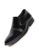 Men Black Patent Leather Party Formal Textured Strip Slip On Shoes