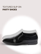 men black patent leather party formal textured strip slip on shoes