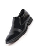 Men Blue Patent Leather Party Formal Textured Strip Slip On Shoes