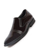 Men Brown Patent Leather Party Formal Textured Strip Slip On Shoes