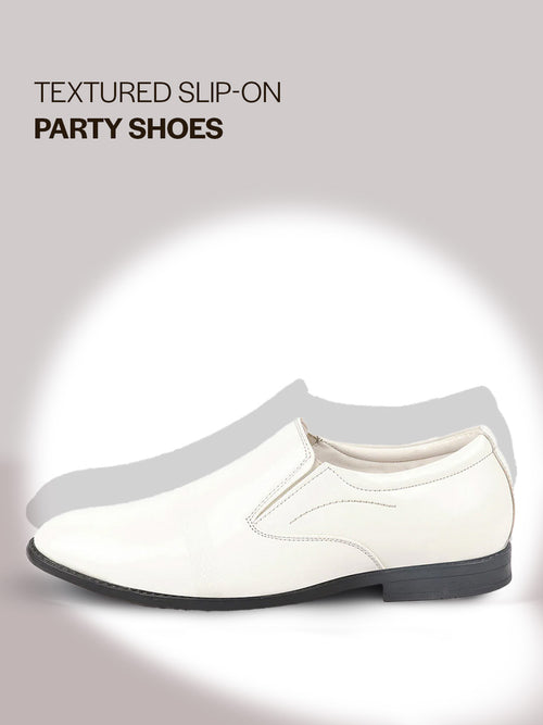 men white patent leather party formal textured strip slip on shoes