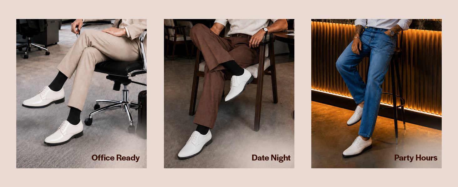 Men White Patent Leather Party Formal Textured Strip Lace Up Shoes
