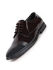 Men Brown Patent Leather Party Formal Textured Strip Lace Up Shoes