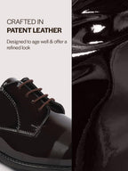 shop men brown patent leather party formal textured strip lace up shoes online.