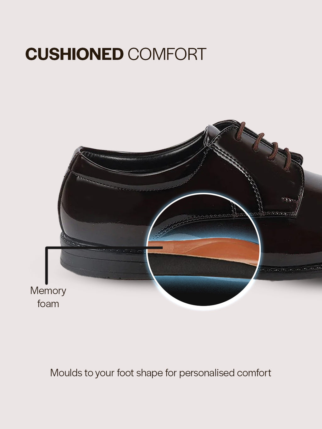 shop men brown patent leather party formal textured strip lace up shoes online.