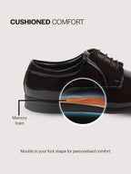 shop men brown patent leather party formal textured strip lace up shoes online.