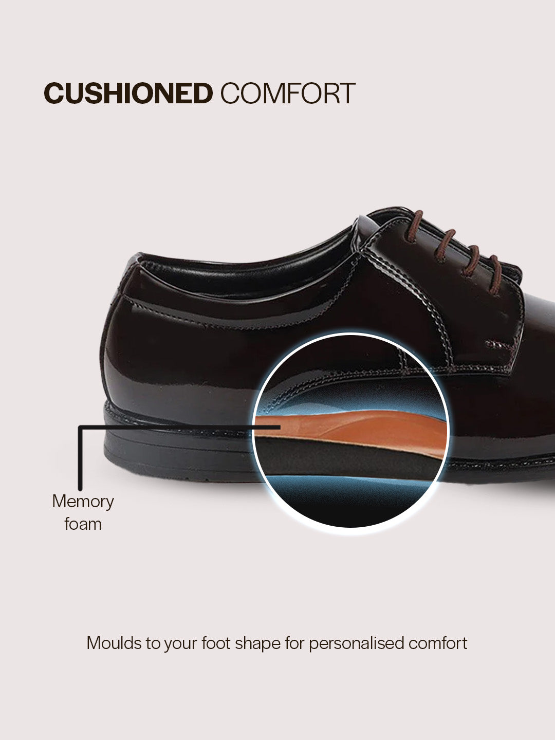 shop men brown patent leather party formal textured strip lace up shoes online.