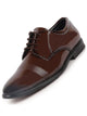 Men Tan Patent Leather Party Formal Textured Strip Lace Up Shoes
