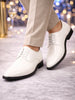 Men White Patent Leather Party Formal Textured Strip Lace Up Shoes