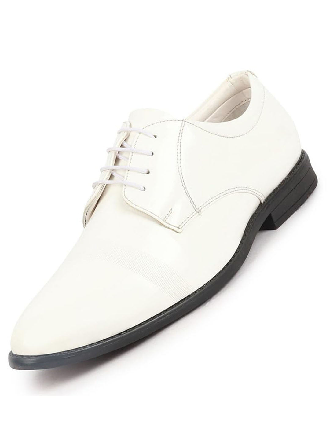 shop men white patent leather party formal textured strip lace up shoes online.