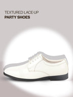 shop men white patent leather party formal textured strip lace up shoes online.