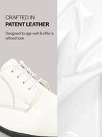 shop men white patent leather party formal textured strip lace up shoes online.