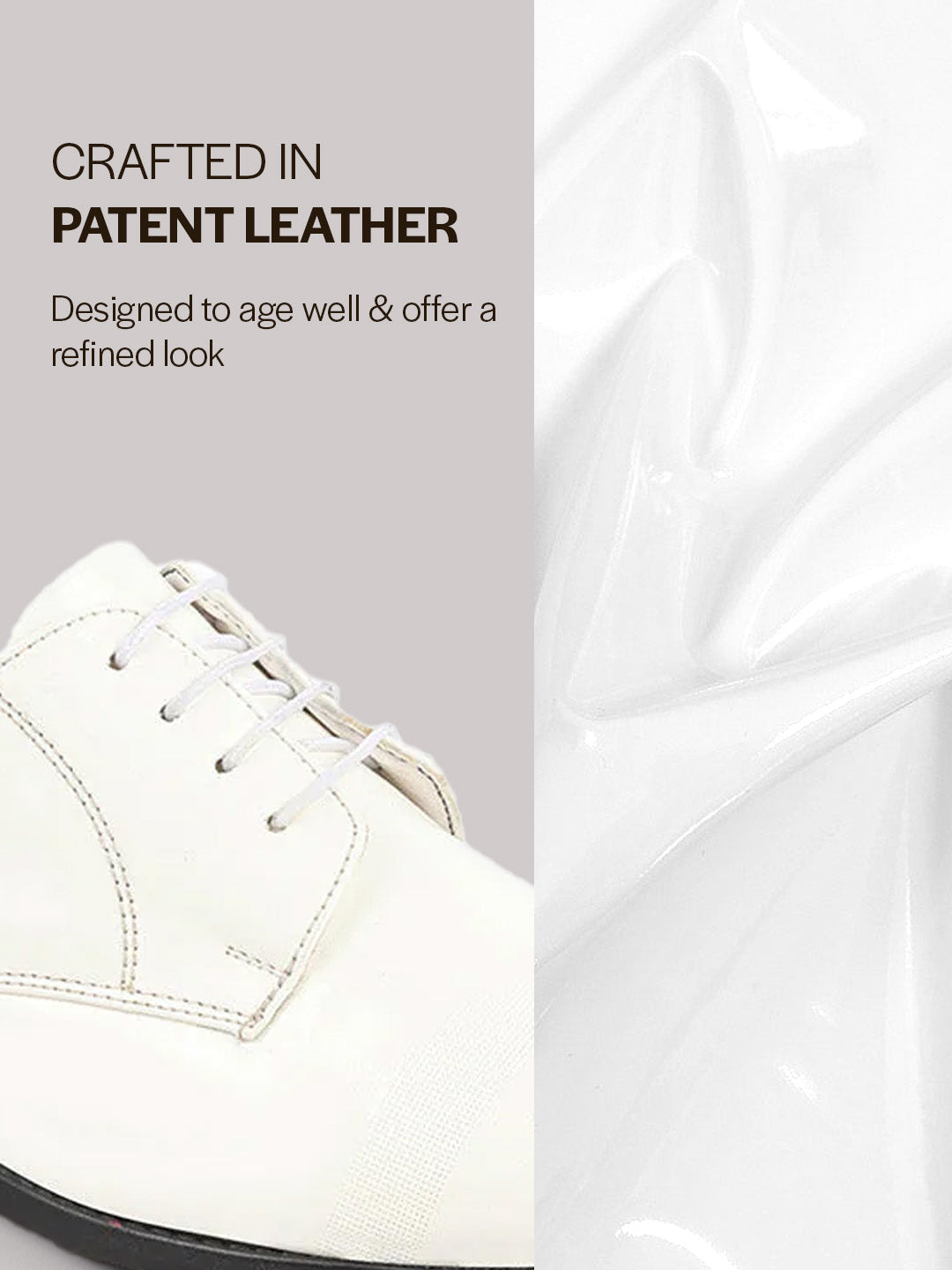 shop men white patent leather party formal textured strip lace up shoes online.