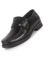 Men Black Genuine Leather Formal Slip On Moccasins Shoes for Office|Memory Cushion Meeting Slip-Ons
