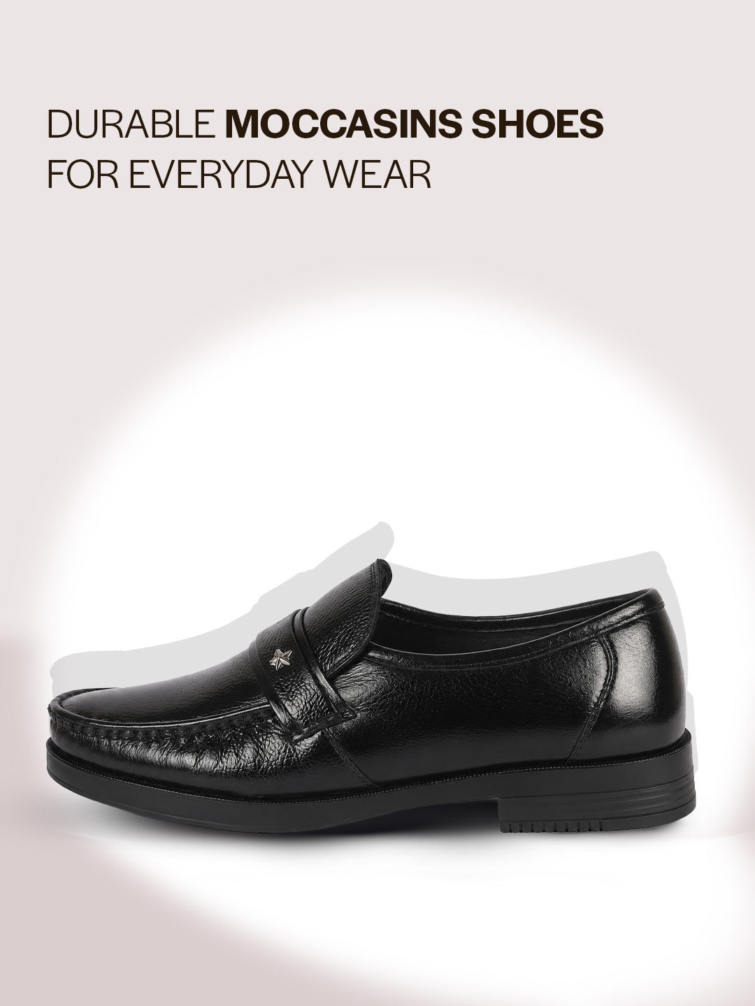 Buy Men Black Genuine Formal Moccasins Shoes for Office – FAUSTO.in