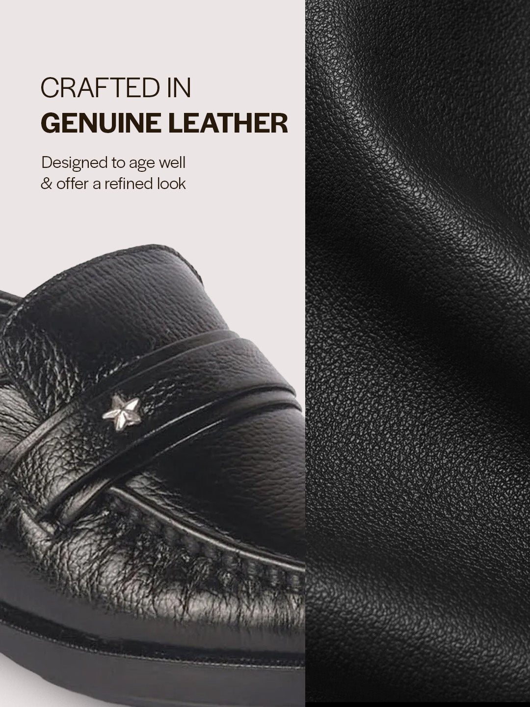 Buy Men Black Genuine Formal Moccasins Shoes for Office – FAUSTO.in