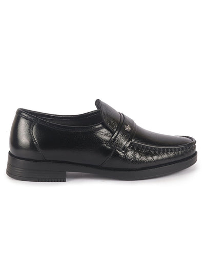 Men Black Genuine Leather Formal Slip On Moccasins Shoes for Office|Memory Cushion Meeting Slip-Ons