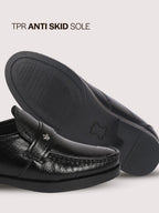 men black genuine leather formal slip on moccasins shoes for office|memory cushion meeting slip-ons