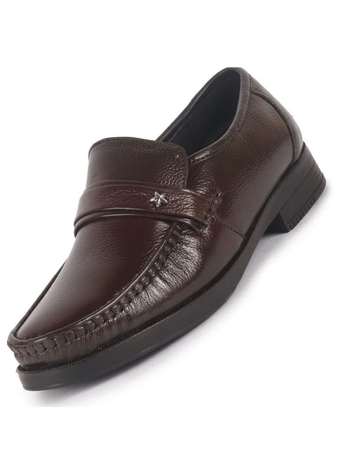 Men Brown Genuine Leather Formal Slip On Moccasins Shoes for Office|Memory Cushion Meeting Slip-Ons