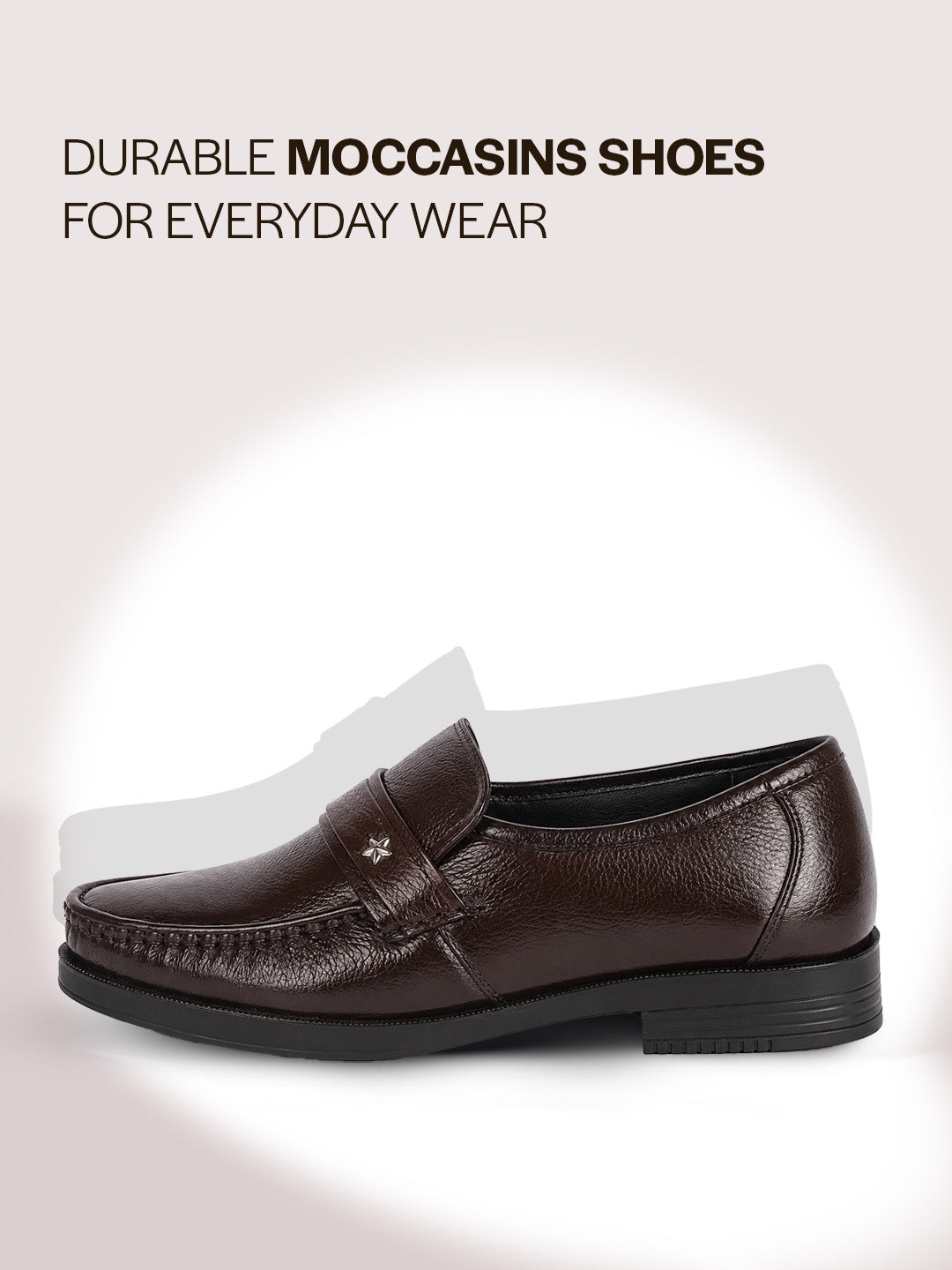 men brown genuine leather formal slip on moccasins shoes for office|memory cushion meeting slip-ons