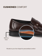 men brown genuine leather formal slip on moccasins shoes for office|memory cushion meeting slip-ons