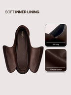men brown genuine leather formal slip on moccasins shoes for office|memory cushion meeting slip-ons