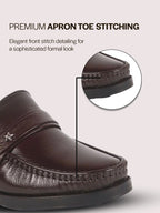 men brown genuine leather formal slip on moccasins shoes for office|memory cushion meeting slip-ons