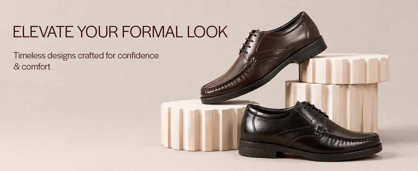 Men Brown Genuine Leather Formal Lace Up Moccasins Derby Shoes for Office|Memory Cushion Work Shoes Lace-Ups